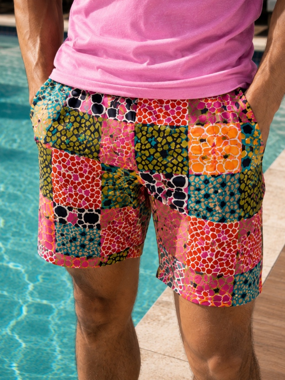 Vintage Trina Turk Shorts Womens 12 / Mens 36” Patchwork Print 10” Inseam